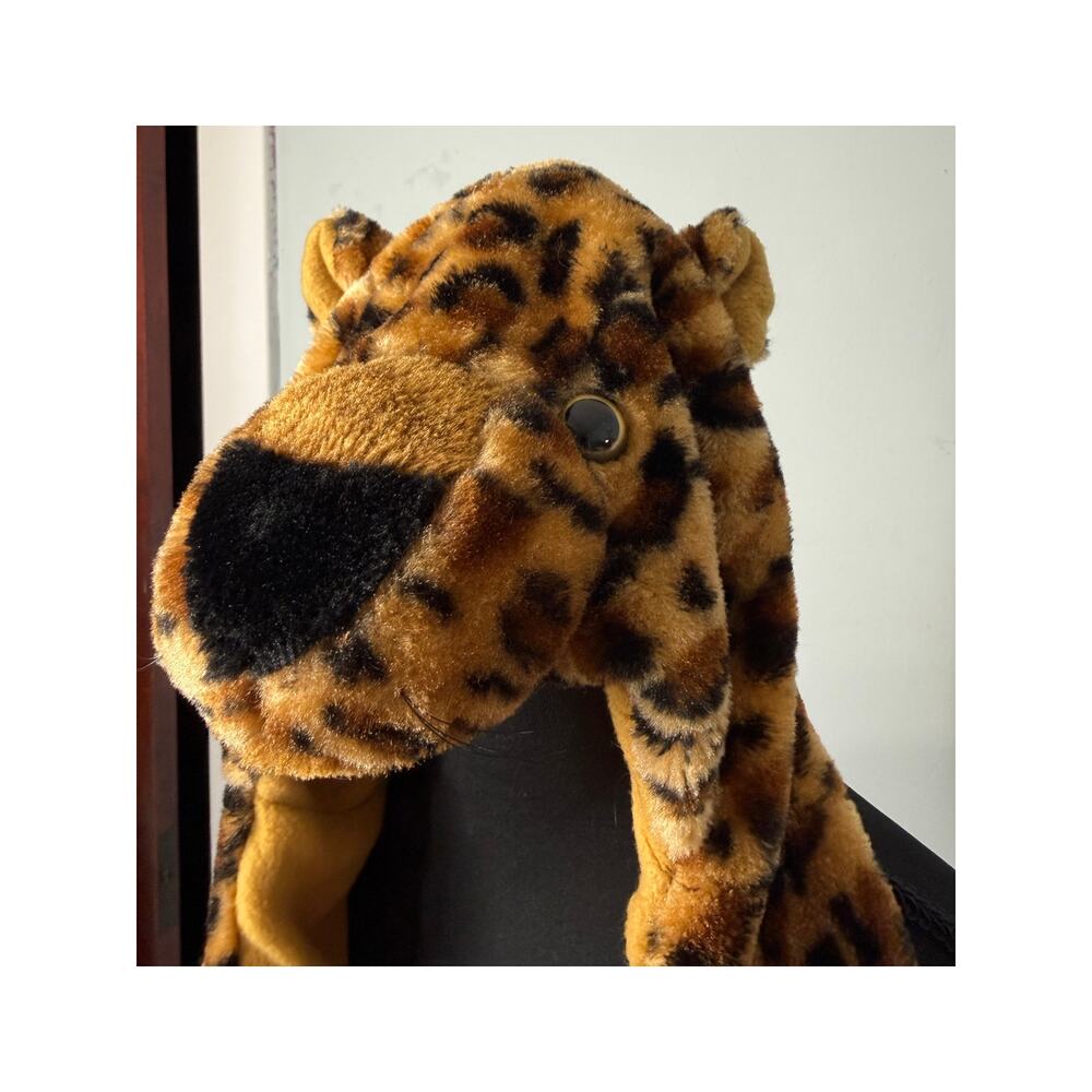 Kids Faux Fur Animal Ears‎ Print Hood Scarf Mitten Combo Leopard Plush Hat - Picture 2 of 5